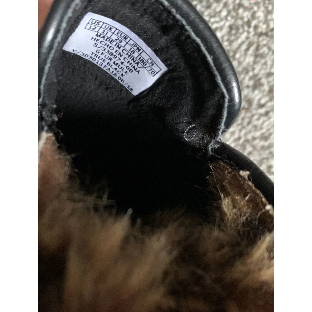 Gap Kids Cheetah Faux Fur Slip On Black Mules Tassels Size 12 slides